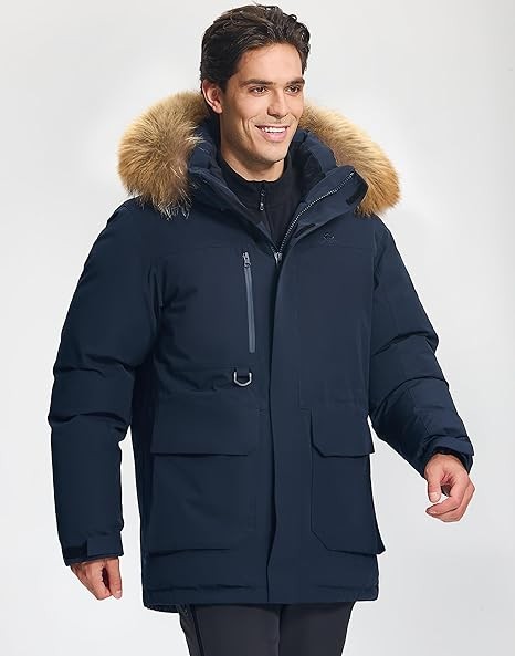 Pioneer Camp Men's Winter Coat Down Parka Jacket Men Heavyweight Thicken Insulated Puffer Jacket with Removable Faux Fur Hood